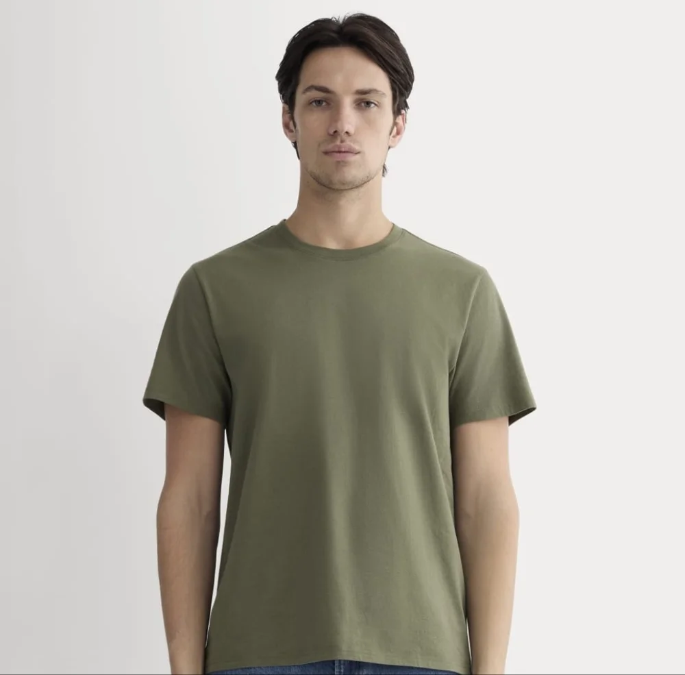 Everlane T Shirt Mens Army Green Short Sleeve Crew Organic Cotton Lightweight - Picture 1 of 9